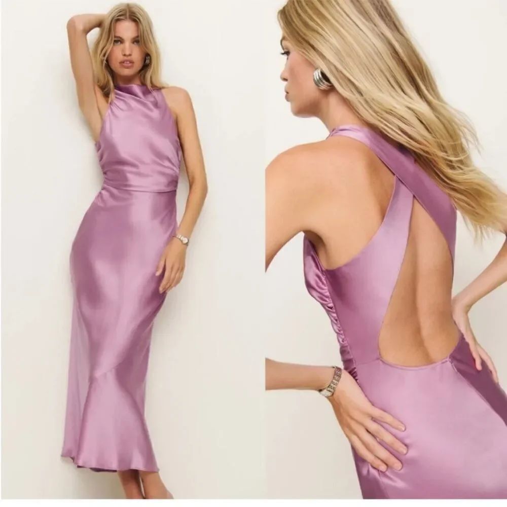 NWT Reformation Casette Silk Dress Sugar Plum size 12